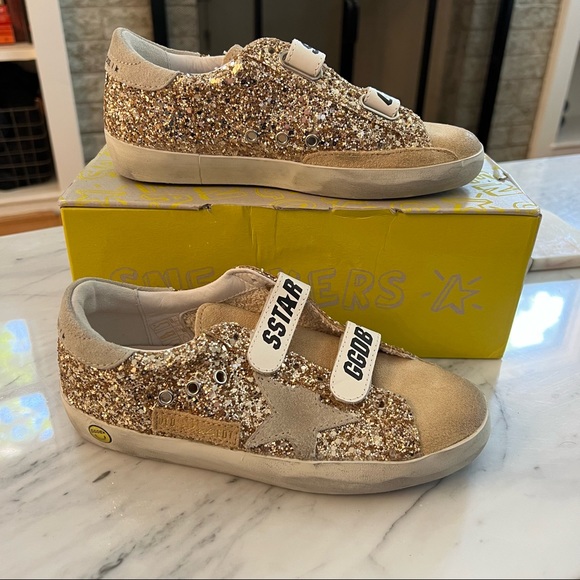 RESERVED - GUC Golden Goose Old School Sneaker Gold Glitter kids sz 31 - Picture 1 of 5
